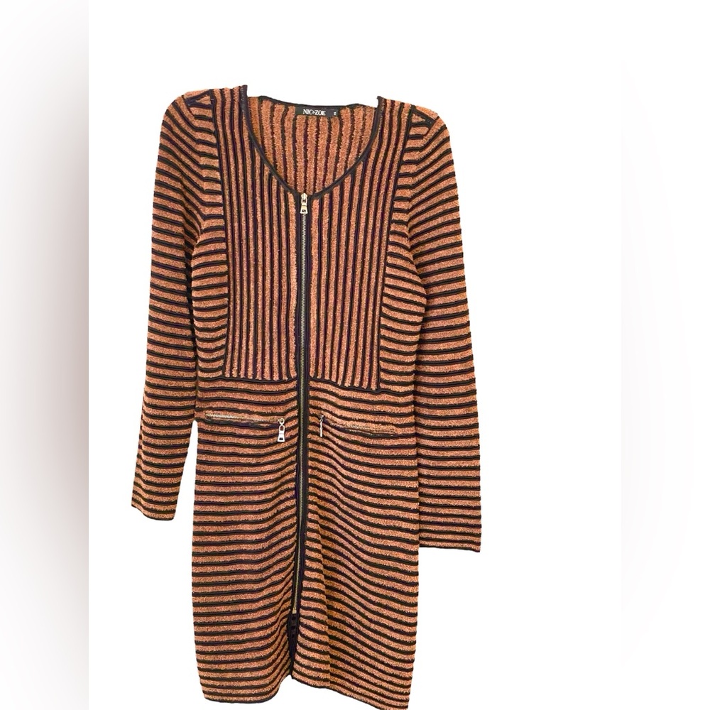 Rare NIC+ZOE Textured Brown & Black zip-front dress